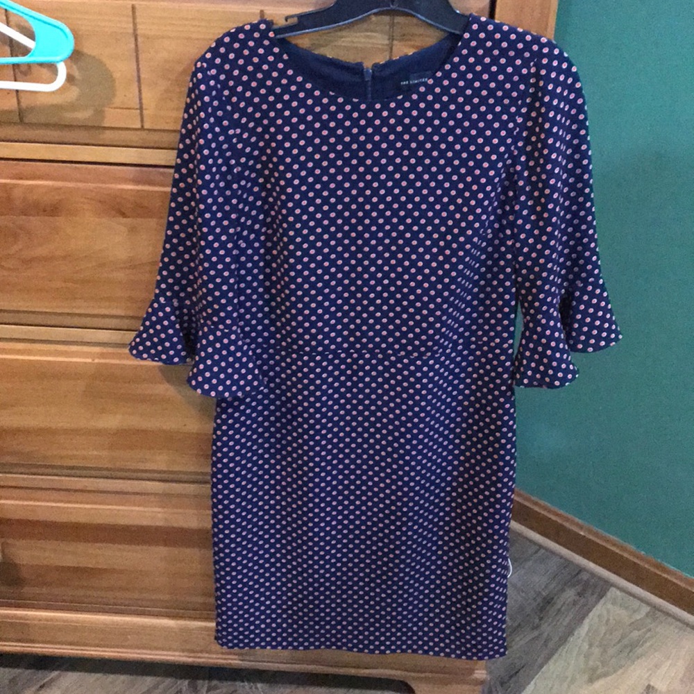 Navy with orange polka dots dress